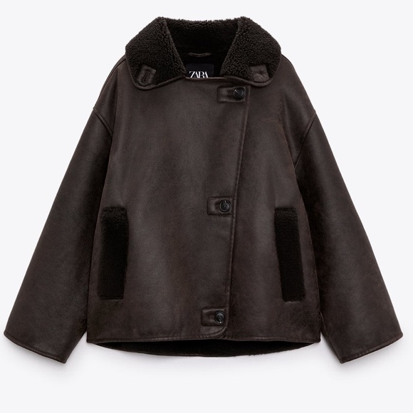 Zara Faux shearling lined jacket - Picture 5 of 10